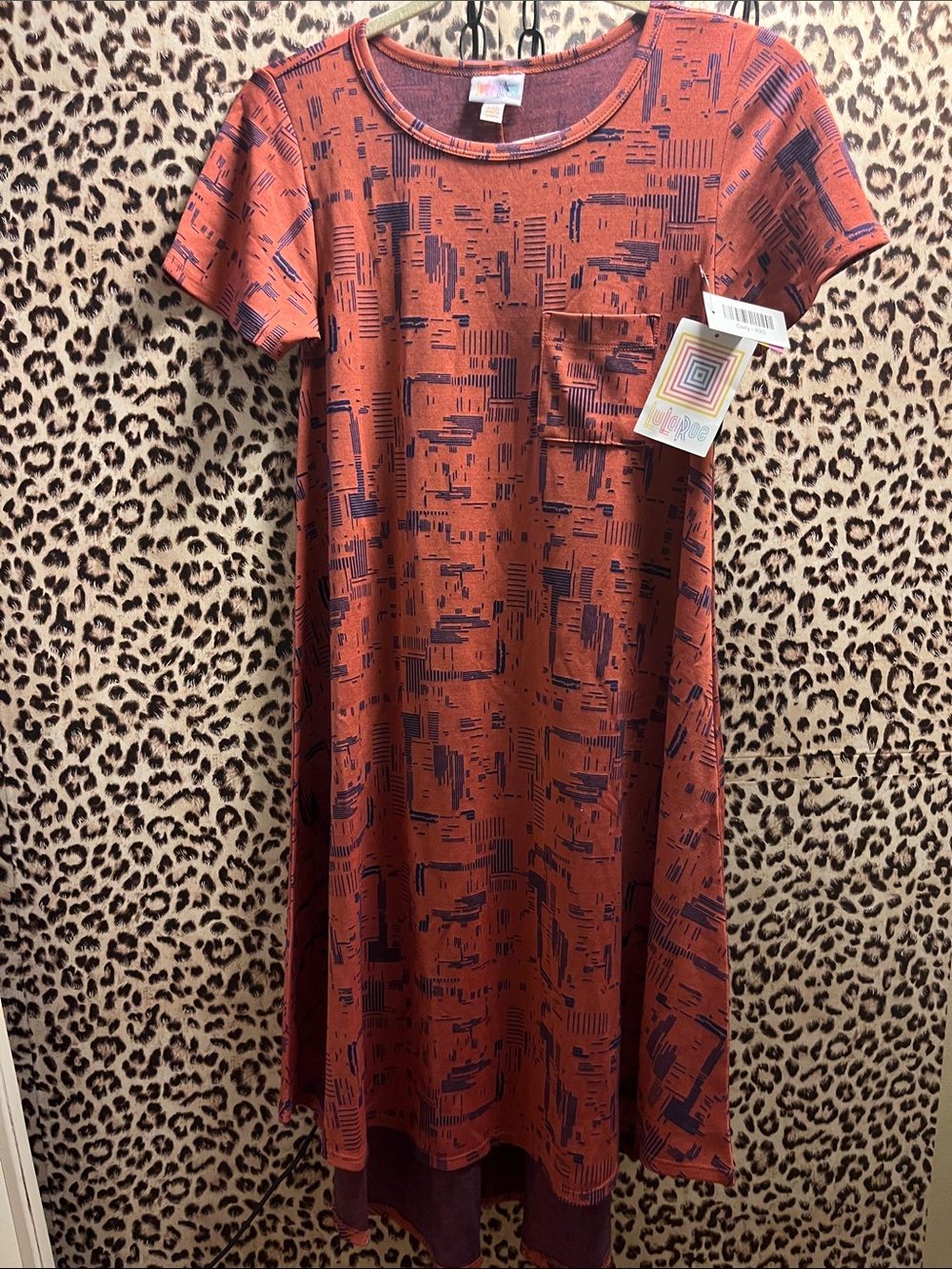 LulaRoe Rust Patterned Short-Sleeve Swing Dress